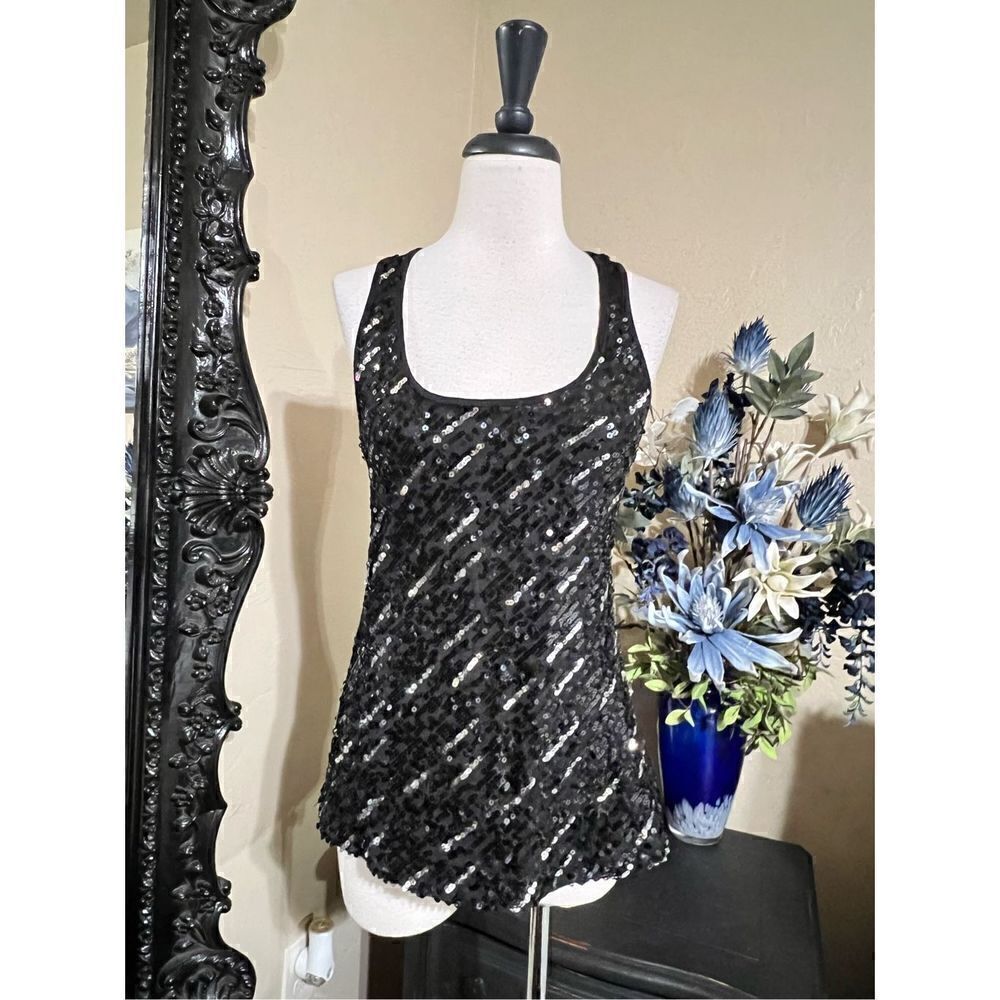 Julie's Closet Black Sequined Tank Top Size Small